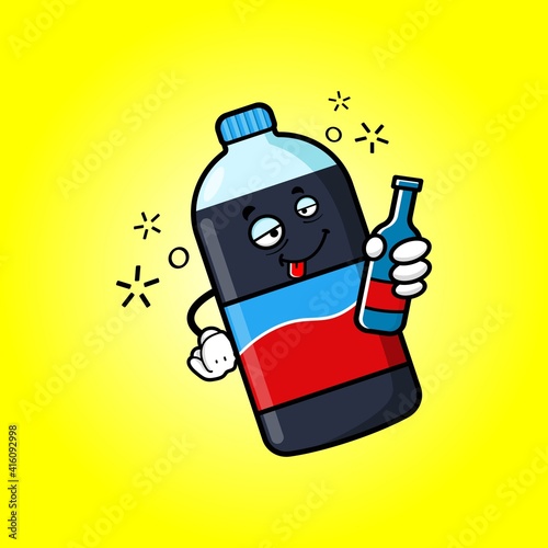 cute coke bottle cartoon mascot character vector design