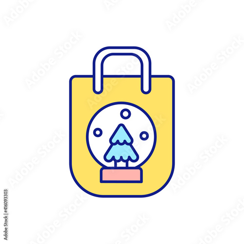 Buying unnecessary things RGB color icon. Attempt getting rid of unused purchases. Wasting money on trifles. Donating unwanted gifts. Cluttering house. Isolated vector illustration