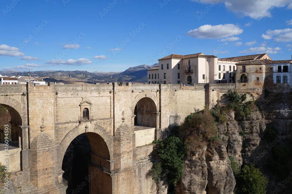 Arches of Puente Nuevo bridge in Ronda, Spain