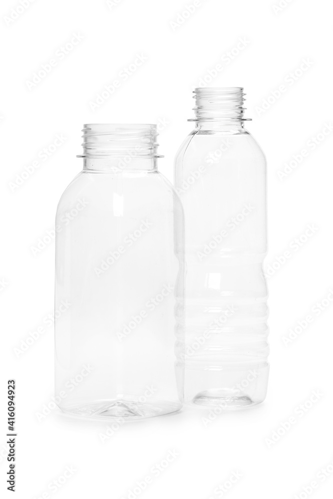 two empty new plastic bottle isolated on white background. two empty new plastic bottle isolated on white background.