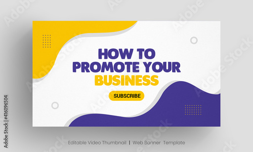Video thumbnail and web banner template. Editable social media video cover photo layout design