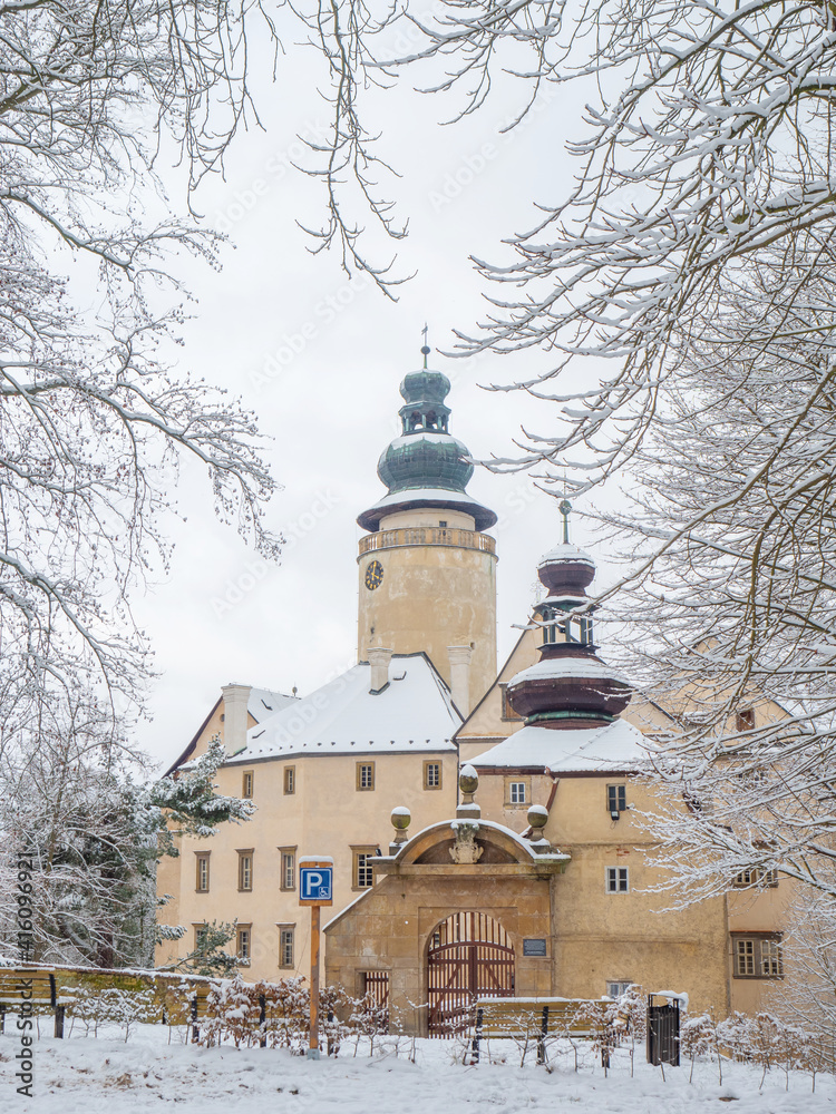 Castle Lemberk in winter season, Czech Republic. Nice historical castle