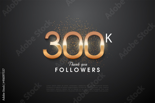 Thank you so much 300k followers with a bright bright figure illustration in the middle.
