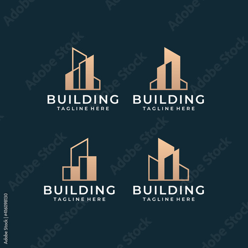Luxury real estate building logo design vector inspiration