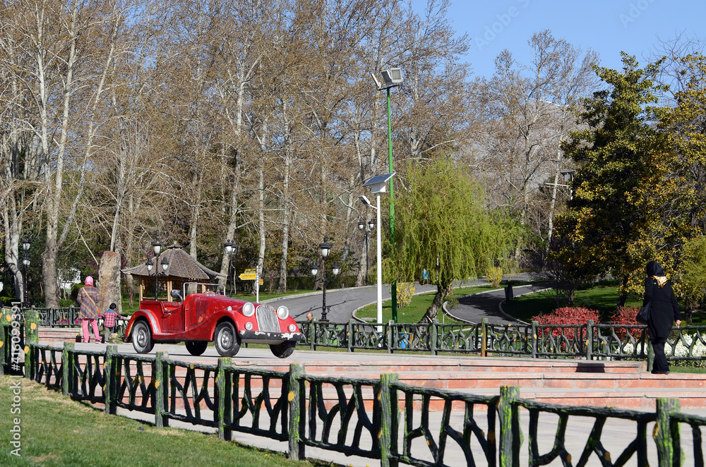 Entrance of Mellat park, one of the largest recreation areas in Tehran, Iran