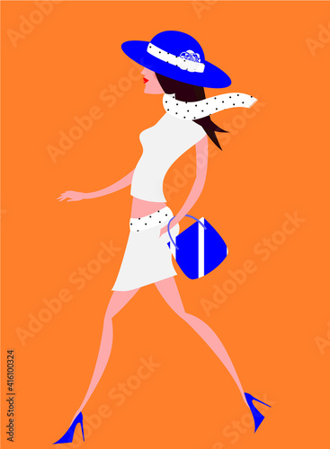 Silhouette con cappello blu
