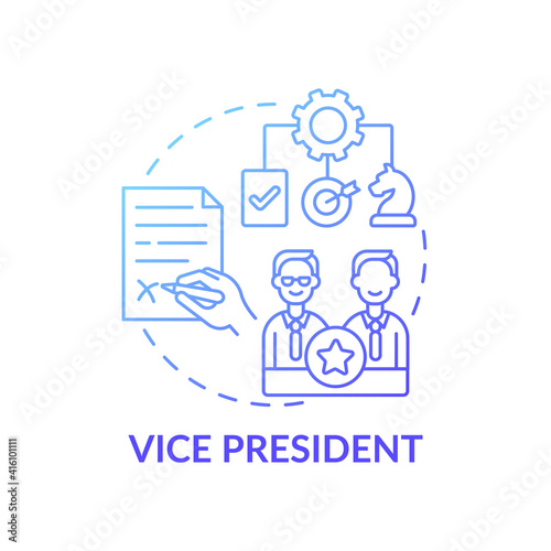 Vice president concept icon. Company top management jobs. Executive who reports to company president. Organization idea thin line illustration. Vector isolated outline RGB color drawing