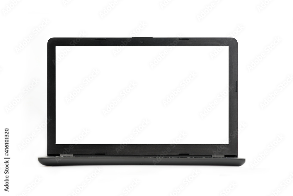 Laptop isolated on white background - with clipping paths for laptop and screen Laptop isolated on white background - with clipping paths for laptop and screen