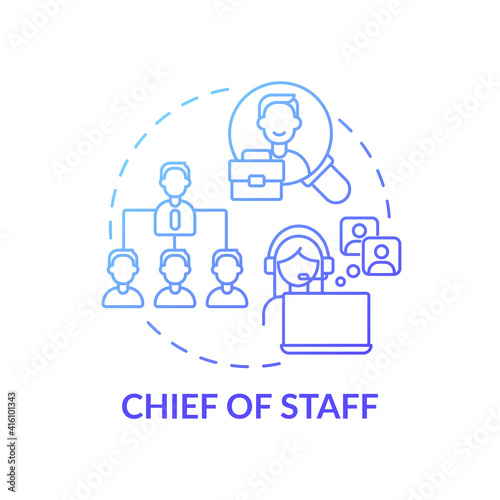 Chief of staff concept icon. Company top management jobs. Advisors to chief executive. Business creating process idea thin line illustration. Vector isolated outline RGB color drawing