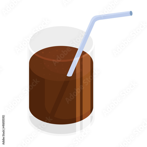 coffee drink in glass with straw vector illustration design