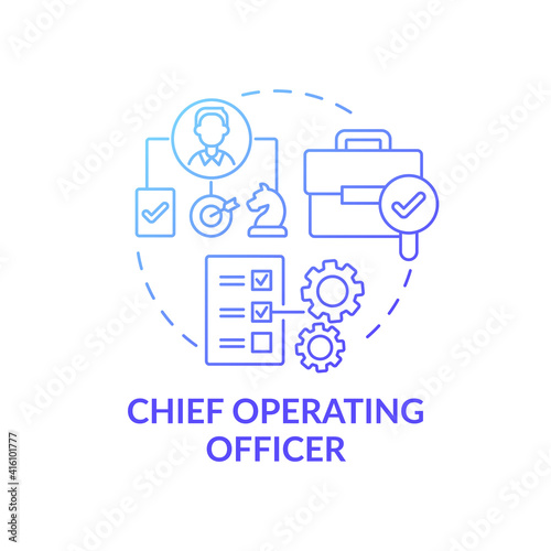 Chief operating officer concept icon. Top management positions. Check administrative functions of organization. Work idea thin line illustration. Vector isolated outline RGB color drawing