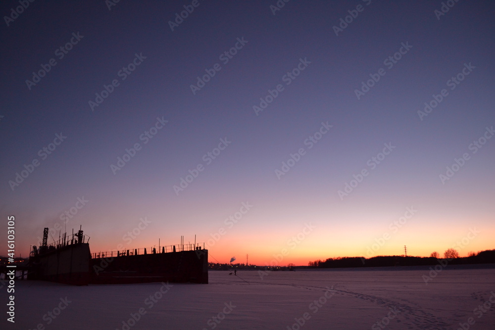 sunset over the river