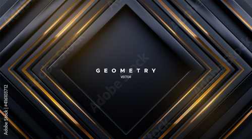 Black square shapes with golden anisotropic effect