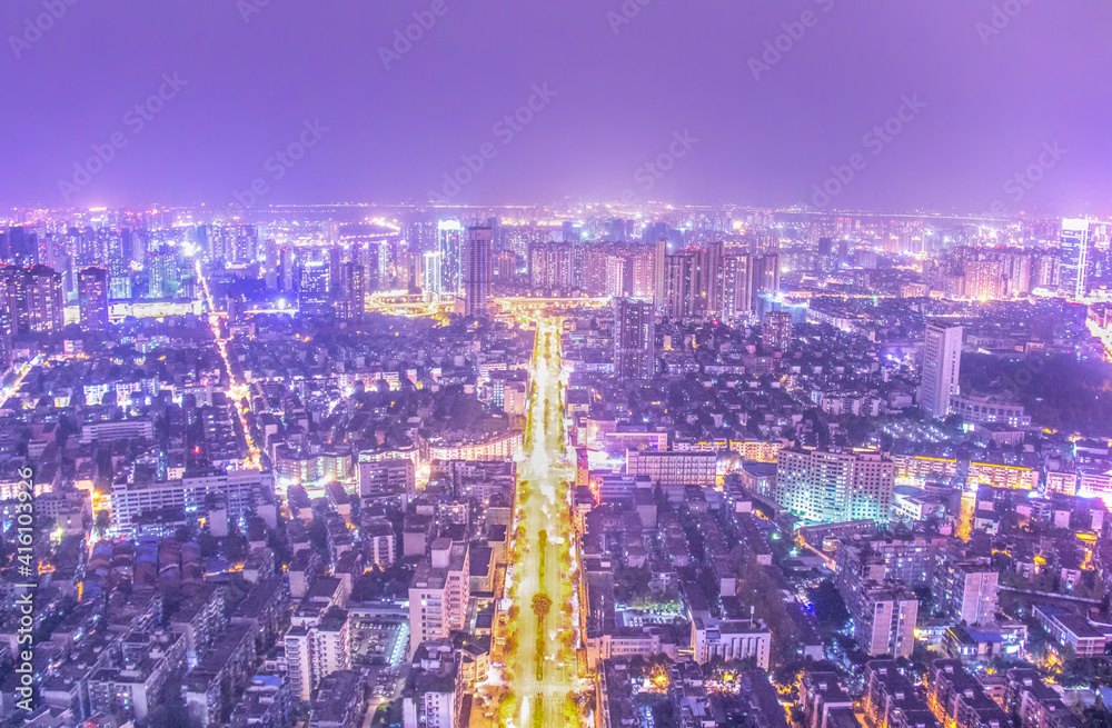 Chengdu Skyline and Road at Night