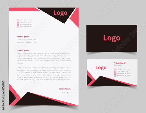 Bilde på lerret Corporate Letterhead and Business Card Set, Elegant and minimalist style business template design and Stationery set
