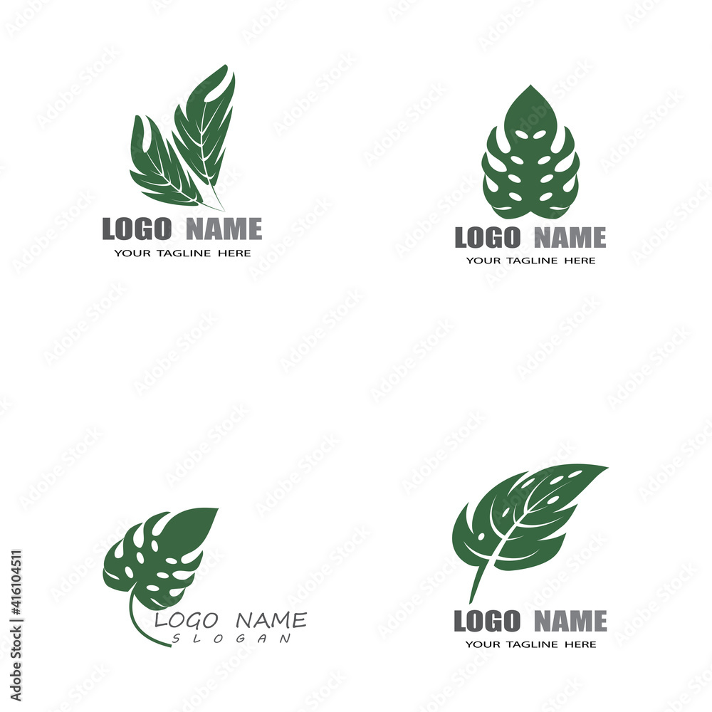 Monstera leaf logo vector design