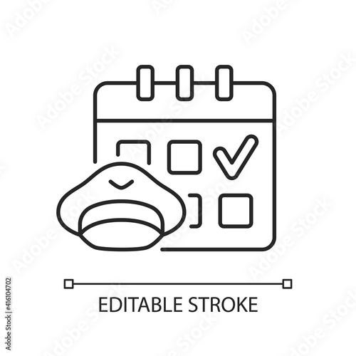 Crew scheduling chalk linear icon. Civil aviation industry. High quality education. Thin line customizable illustration. Contour symbol. Vector isolated outline drawing. Editable stroke