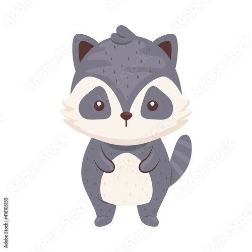 cute lovely , raccoon animal character vector illustration design