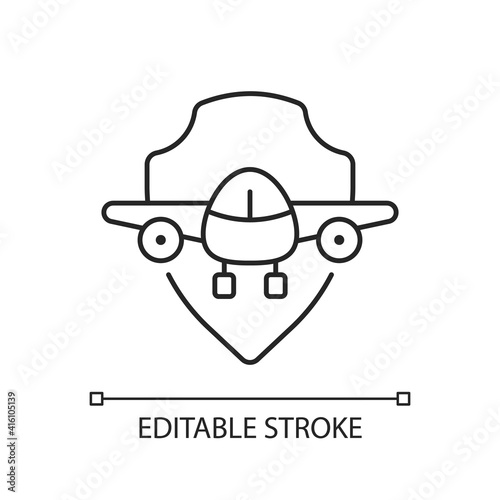 Aviation safety chalk linear icon. Aircraft accident and incident prevention. Safety. Thin line customizable illustration. Contour symbol. Vector isolated outline drawing. Editable stroke