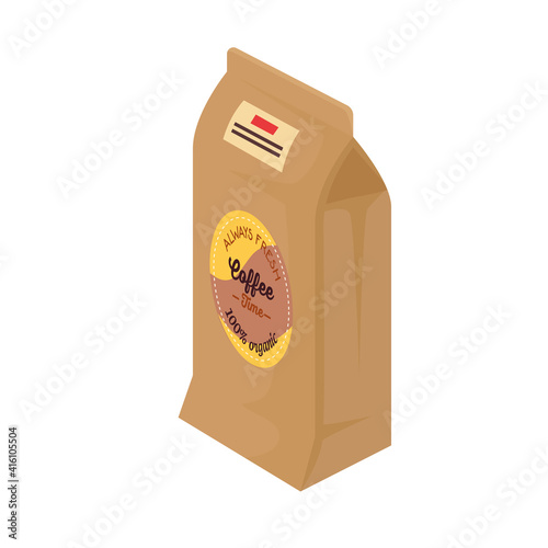 coffee paper bag product icon vector illustration design