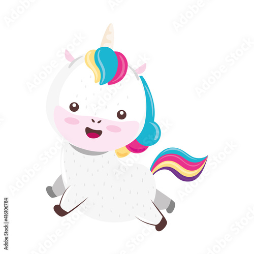 cute lovely , unicorn animal character vector illustration design
