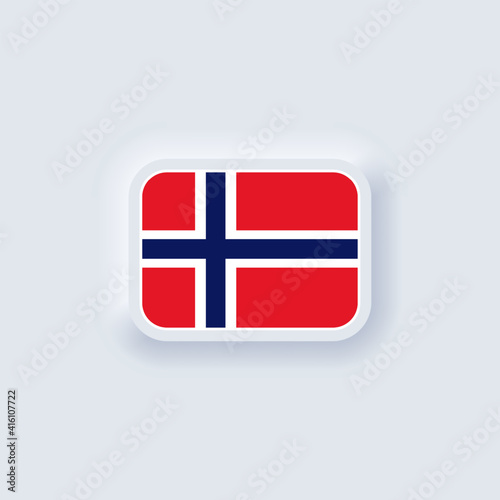Flag of Norway. National Norway flag. Norway symbol. Vector illustration. EPS10. Simple icons with flags. Neumorphic UI UX white user interface. Neumorphism