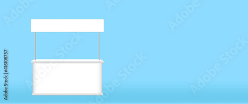 kiosk display, promotion counter stand show, counter stand for retail booth promo, kiosk advertising, counter stall for advertisement, 3D illustration