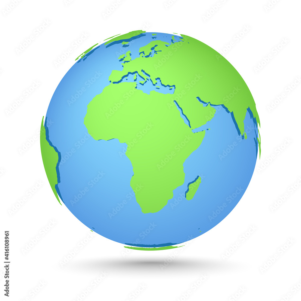 Globes icon. World map. Planet with continents