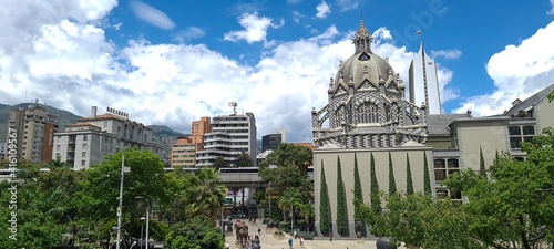 Panoramic landscape of Botero square in Medellin, Antioquia, Colombia. photo