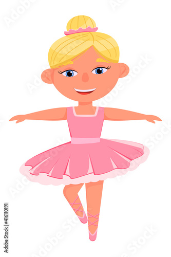 Cute Pink ballerina girl isolated on white