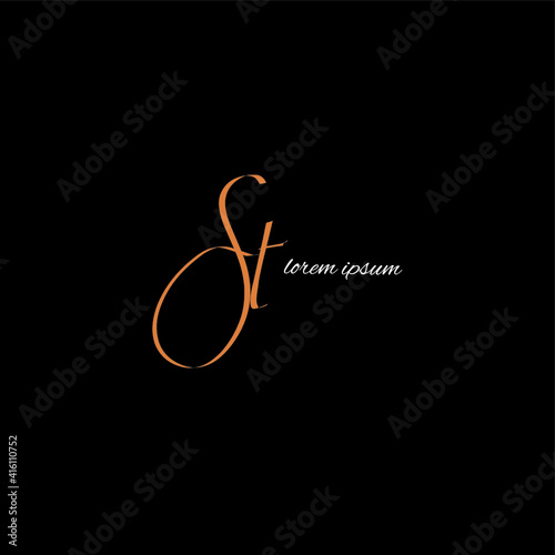 Initial ST beauty monogram and elegant logo design