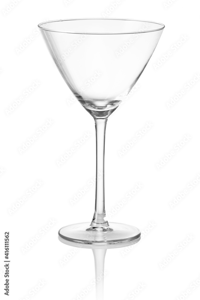 The empty glass on white background martini The empty glass on white background martini