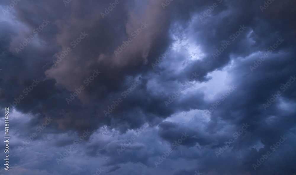 Beautiful dramatic storm sky with dark clouds, thunderstorm