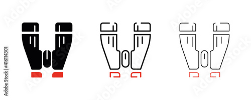 Binoculars icon set. Such Icons are drawn from a bird's eye view of the binoculars. Colorful binoculars set. Editable Stroke. Logo, web.