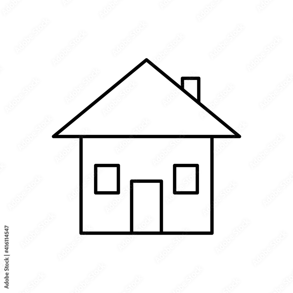 House line icon. Building outline symbol. Home outline sign. Vector isolated on white House line icon. Building outline symbol. Home outline sign. Vector isolated on white