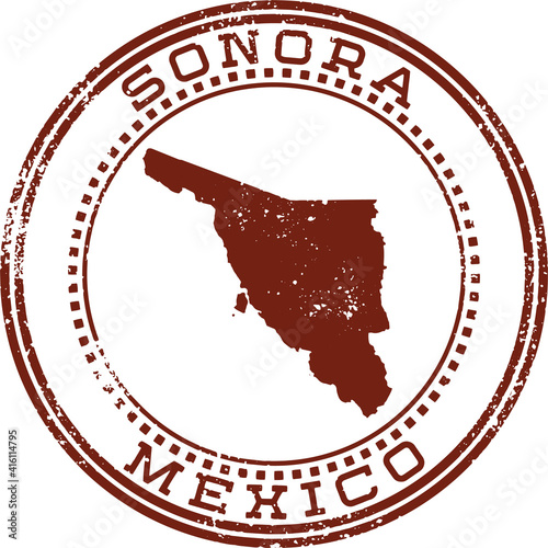 Sonora Mexico State Vintage Travel Rubber Stamp	
