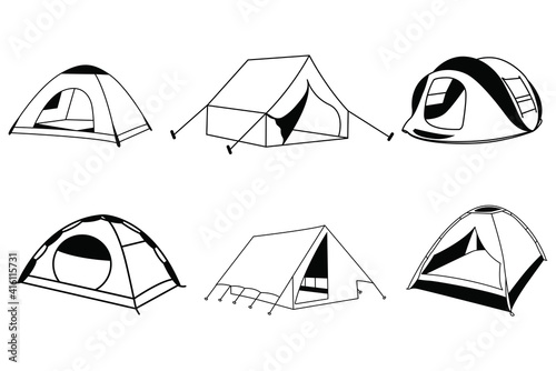 Camping Vector Set Illustration Silhouette 