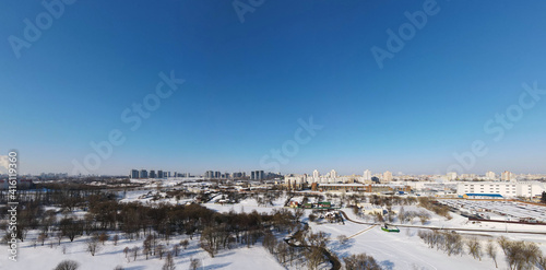 Winter urban landscape. Aerial photography of the winter landscape. Panoramic photography. © f2014vad