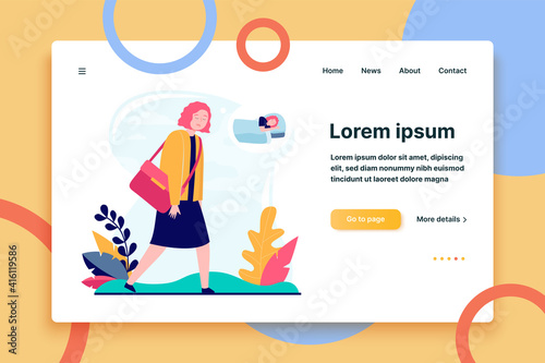 Young sleepy woman going to work or study. Job, dream, breakdown flat vector illustration. Lifestyle and exhaustion concept for banner, website design or landing web page