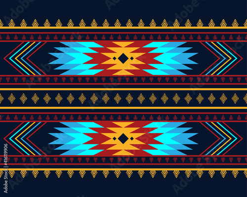 Abstract fabric pattern design with geometric shapes. RGB color mode, Red, yellow, blue, purple, navy blue. Design for art, wallpaper, publications. And print clothes Costumes and decorations.