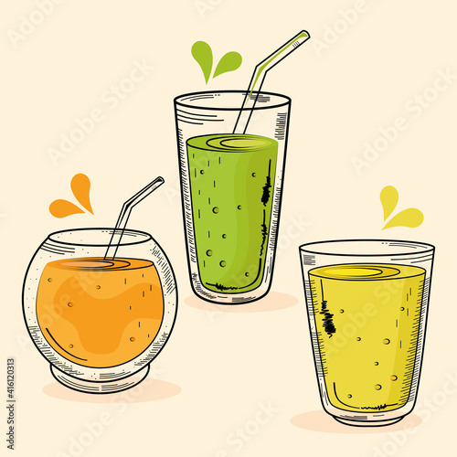 bundle of drinks set icons vector illustration design