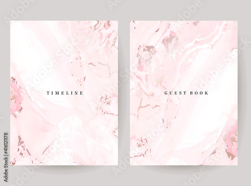 Blush pink watercolor fluid painting vector design cards