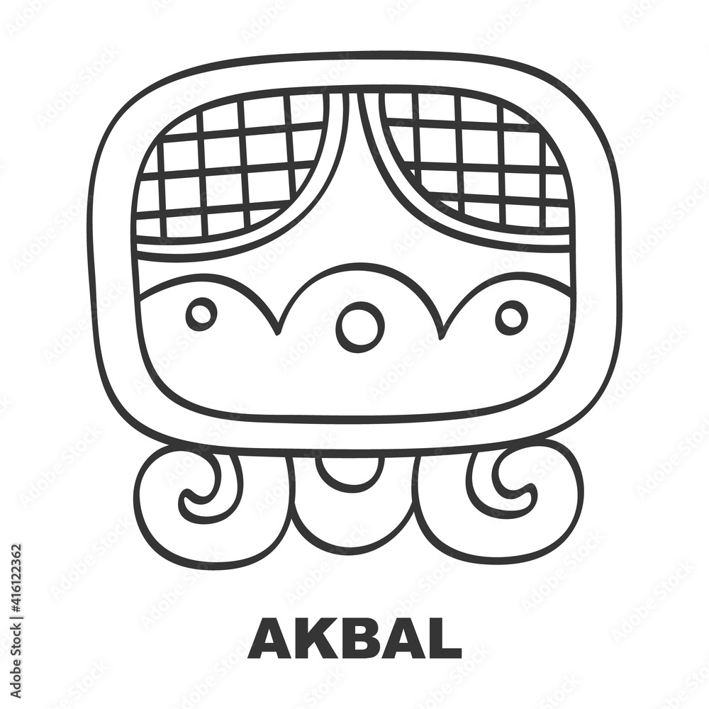 Vector icon with Glyph from Maya calendar Tzolkin. Calendar day symbol Akbal Vector icon with Glyph from Maya calendar Tzolkin. Calendar day symbol Akbal