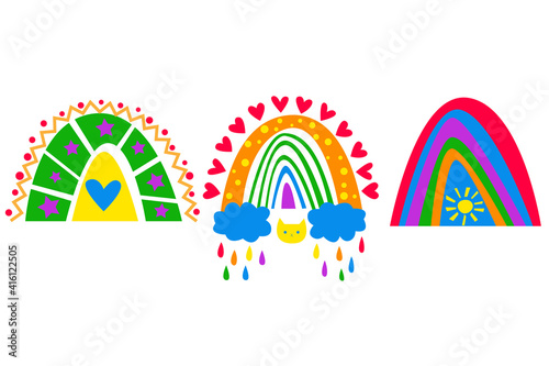 boho rainbow. boho arch in rainbow colors. lgbt symbols. stock vector kids illustration isolated on white background.