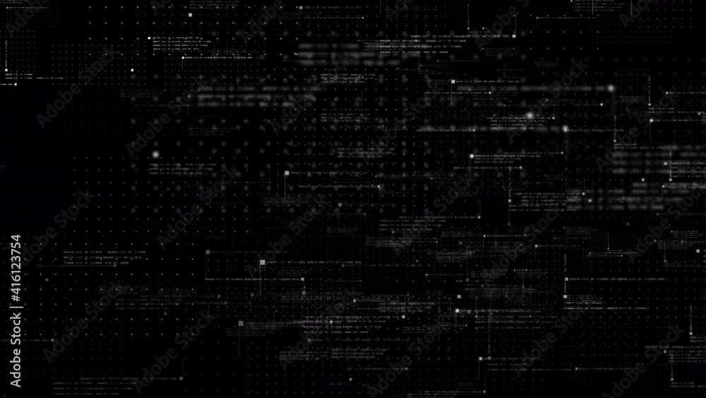 Futuristic simulation of 5G network concept, artificial intelligence quantum physic matrix particles deep learning performing analytic computational head up display loop background with alpha channel