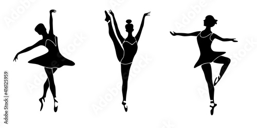 Set of ballet dancers silhouettes. Vector illustration