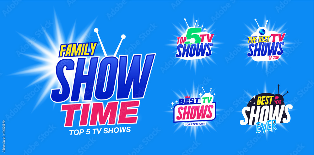 Template Set for tv shows, shows time. The best tv shows. It can be used  for logo tv show. Stock Vector | Adobe Stock