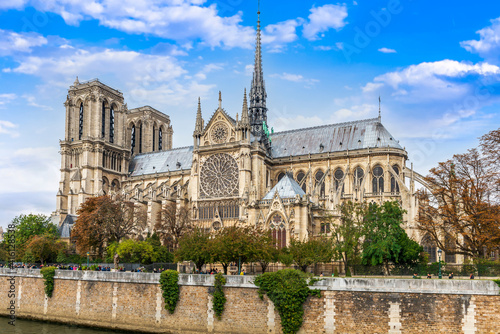 Notre Dame Cathedral on Ile de la Cite in the heart of Paris, France