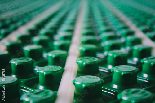 underfloor heating system. building site. green. close up photo
