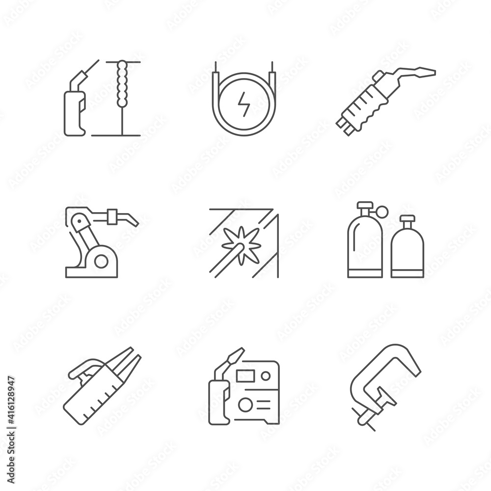 Fototapeta premium Set line icons of welding